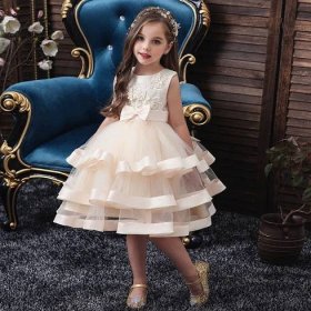 High Quality Summer Children Costumes Normal Frock Design Party Dress For Little Girl 5703