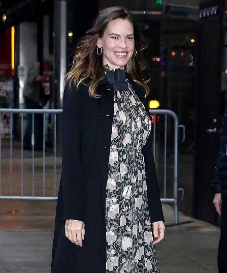 Hilary Swank is seen on October 05, 2022 in New York City