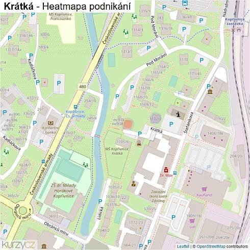 Mapa Krátká - Firmy v ulici.