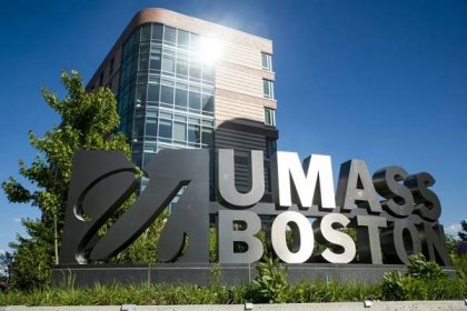 The University of Massachusetts Boston sign, as pictured June 13.