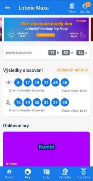 Vsazení loterie Maxa