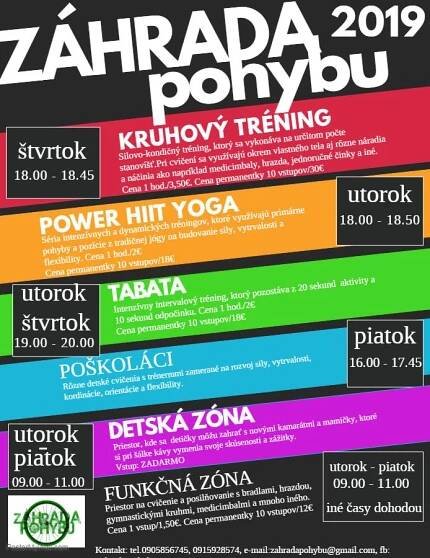 Záhrada pohybu - program na rok 2019 - Oficiálna stránka obce Lemešany