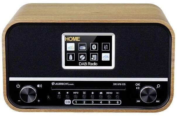 Albrecht DR 870 CD Seniorenradio, DAB+/ UKW/ CD/ USB 27870 stolní rádio, DAB+, FM, DAB+, FM, Bluetooth, funkce alarmu, vč