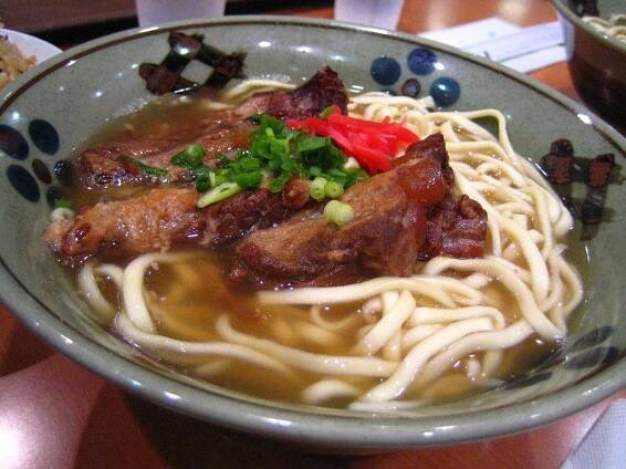 Soki soba  is made with pig's feet and eaten on January 1 in Okinawa.