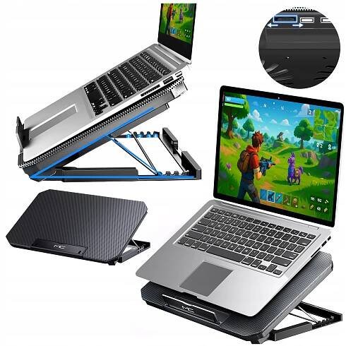 Regulovatelná chladicí podložka STRADO pod notebook 12-17′′ protiskluzová
