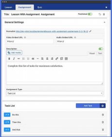 Edit assignments in the LifterLMS Course Builder to add Task List Type Assignment