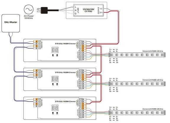 rgbw led strip dali dt8 connection diagram