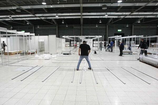 Začali stavět záložní nemocnici v pavilonu G2 brněnského výstaviště