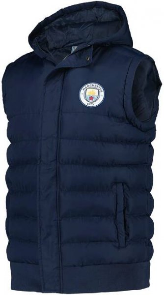 Manchester City Core Hooded Quilted Gilet - Navy - Mens, , rebel_hi-res