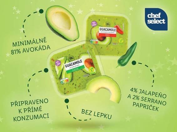 Chef Select Guacamole: Klasická a pikantní varianta s minimálně 81% avokáda.