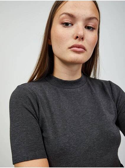 ZOOT.lab Tmavě šedé dámské žíhané basic tričko ZOOT.lab Bobbi