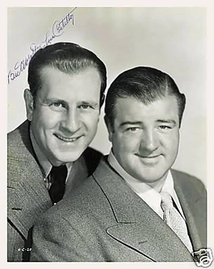 Actors Bud Abbott and Lou Costello performed at the Soldier Bowl during WW2 at Camp Roberts, California