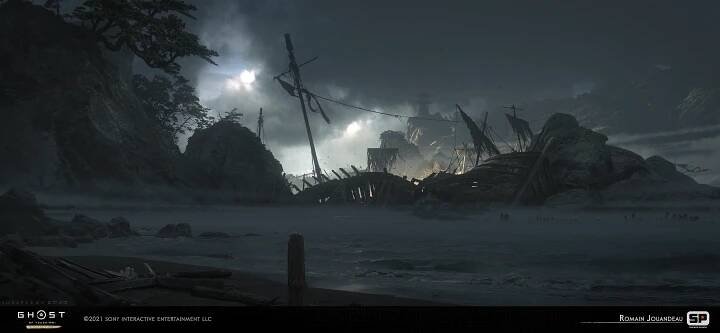 cinematic concept concept art Ghost of Tshushima key art playstation Ps4 ps5 Sony video game