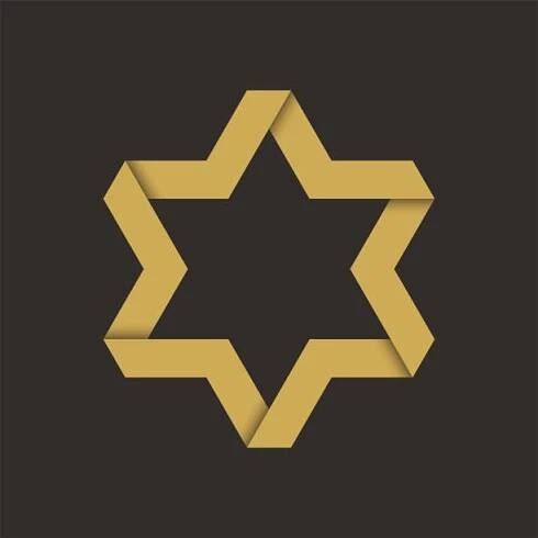 hebrejská davidova hvězda ze stuhy realistický styl papíru vektorová ilustrace - magen david adom stock ilustrace