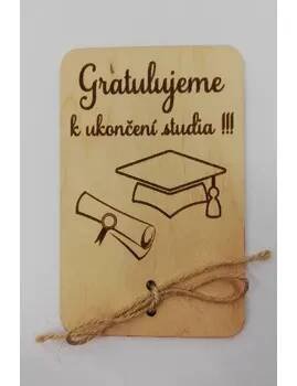 Darovací cedulka - 14 x 10 cm - Gratulujeme k ukončení studia