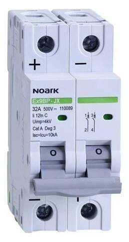 Noark Instalační jistič 110086 DC 500V 16A Ex9BP-JX(+) 2pól, C16, DC, 10 kA, C char.