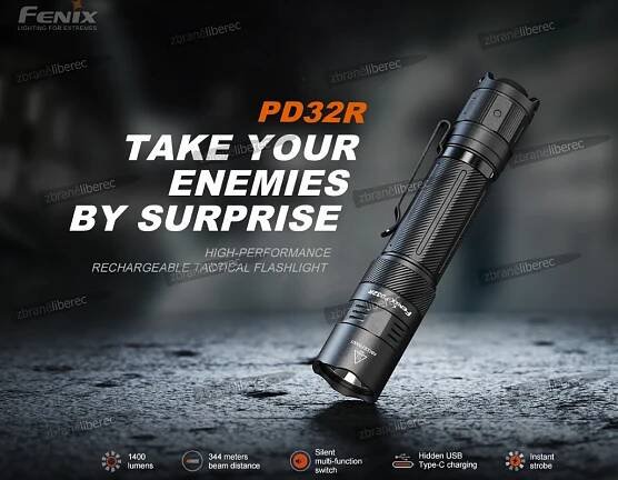 Nabíjecí svítilna Fenix PD32R — Zbraně Liberec, zbraně, pistole, střelivo a lovecké potřeby