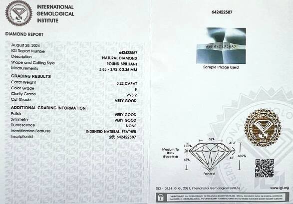 zlaté diamantové náušnice 0.43ct F/VVS1-2 s IGI certifikáty | VVDiamonds