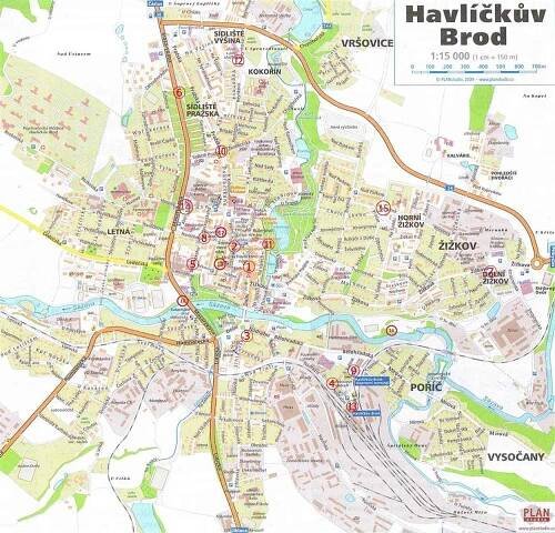 Mapa městského kamerového dohledového systému v Havlíčkově Brodě.