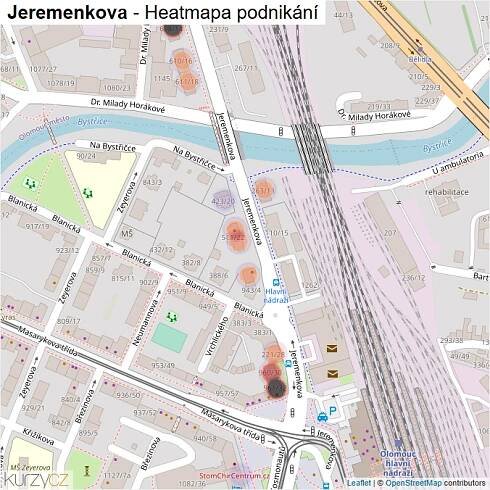 Mapa Jeremenkova - Firmy v ulici.
