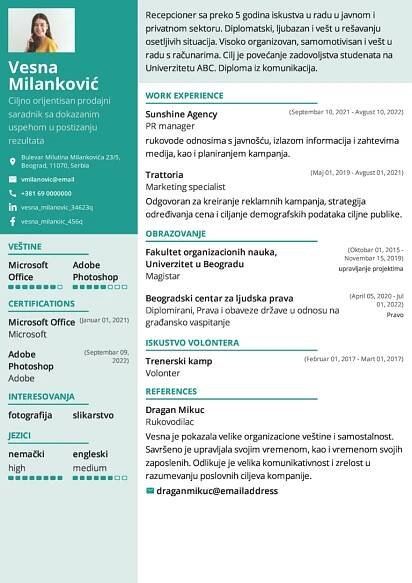 Kako napisati cv - profesionalne cv za posao, cv primer