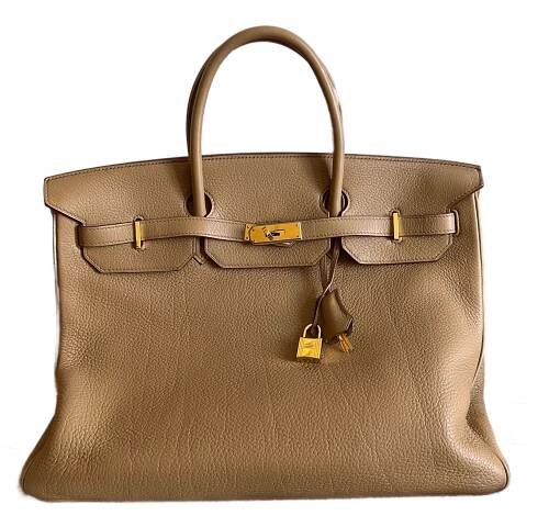 HERMÈS Birkin Bag 40 Fjord Camel Tabac