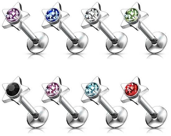 Piercing do brady - labreta hvězda LB01026-C