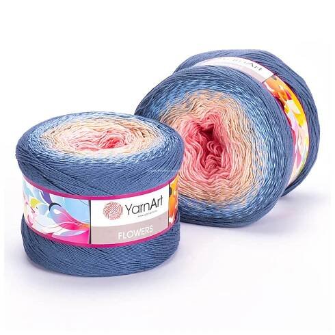 příze Flowers 262 růžová, béžová a jeans