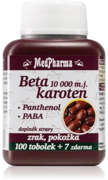 MedPharma Beta karoten 10000 m.j.Panthenol + PABA tobolky pro zdraví zraku a pokožky