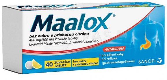 Maalox Bez cukru 40 žuvacích tabliet citrón