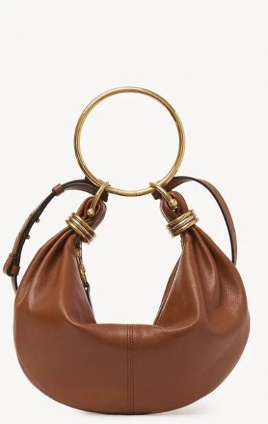 Small Bracelet Hobo bag in grained leather