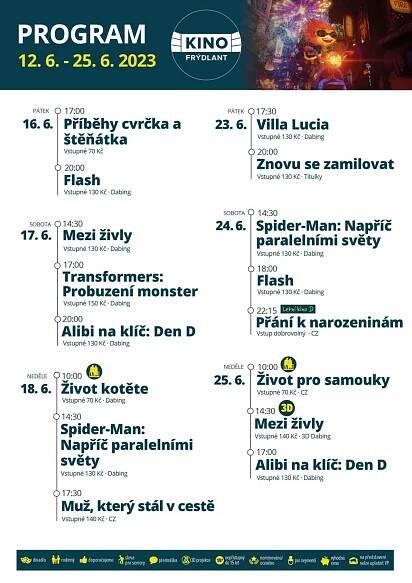 Program Městského kina Frýdlant první polovinu března
