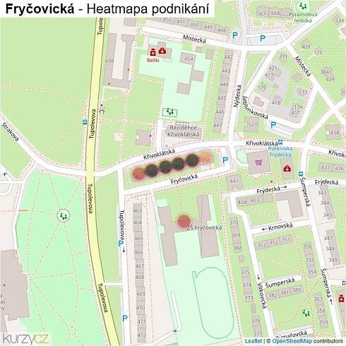 Mapa Fryčovická - Firmy v ulici.