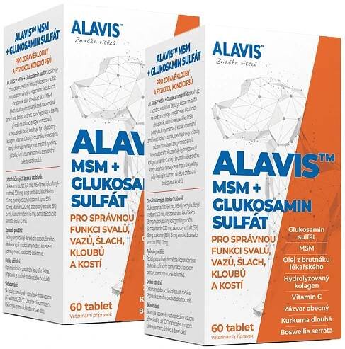 2x Alavis MSM+Glukosamin sulfát pro psy 60tbl