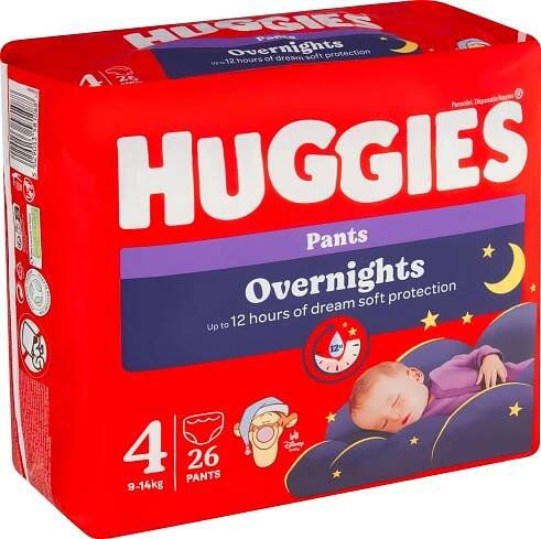 HUGGIES Overnights Pants 4 1×26 ks, jednorzové plienkové nohavičky