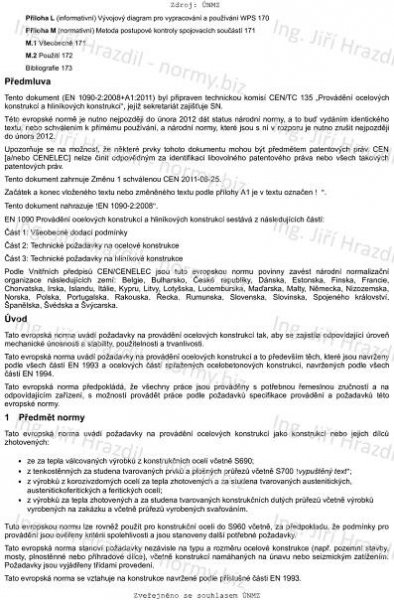ČSN EN 1090-2 +A1 (732601) - Provádění ocelových konstrukcí a hliníkových konstrukcí - Část 2: Technické požadavky na ocelové