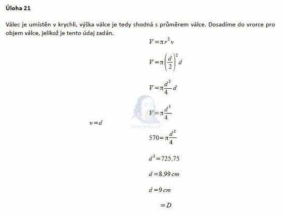 Didaktický test z matematiky -  2015 jaro, řešení úlohy 21