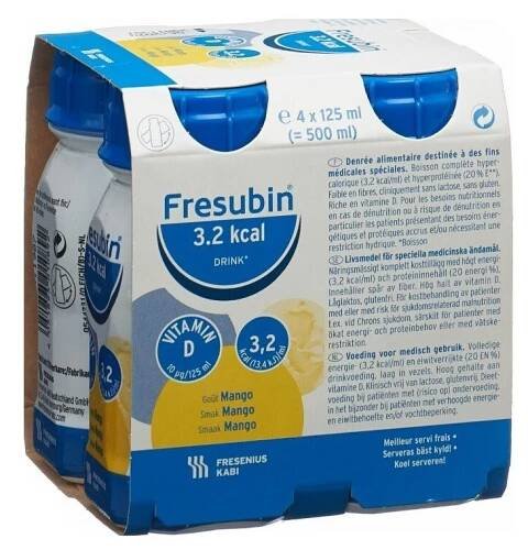 FRESUBIN 3,2 KCAL DRINK MANGO POR SOL 4X125ML