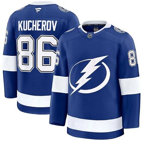Men's Tampa Bay Lightning Nikita Kucherov Fanatics Blue Home Premium Jersey