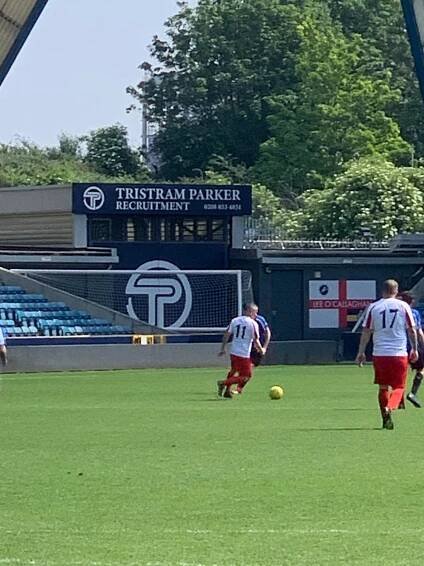 Players at The Big Match on the Millwall pitch.