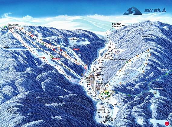 Mapa areálu | Ski Areál Bílá