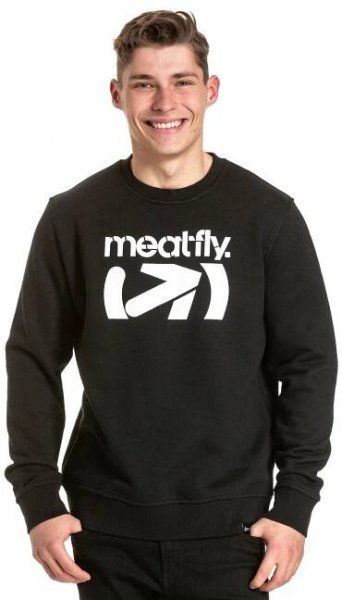 mikina Meatfly Podium Crew - Black