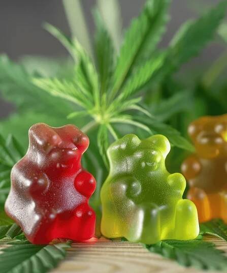 Bonbony medvídci s listy Cannabis