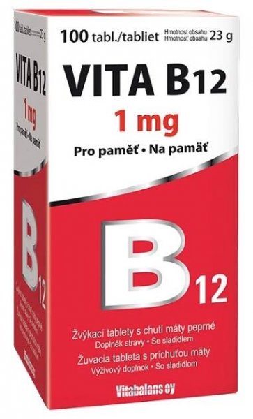 Vita-B12 1mg s příchutí máty žvýkací tbl. 100