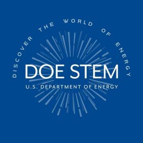 DOE STEM logo with the words "Discover the world of energy."