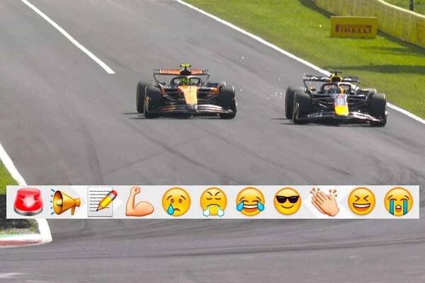 Verstappen, en el momento de pasar a Norris en la vuelta 4 del GP de Italia.