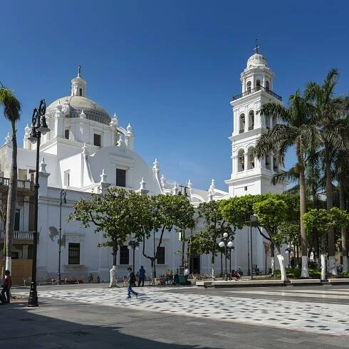 View of the Main Plaza (Zocalo) of the city of Veracruz in Mexico.