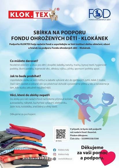 Sbírka na podporu Fondu ohrožených dětí - KlokTex.cz