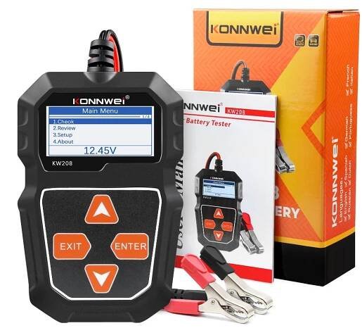KONNWEI KW208 12V Tester autobaterií 100 až 2000CCA Startovací Tester nabíjecích obvodů Analyzátor akumulátorů 12V akumulátorové nářadí