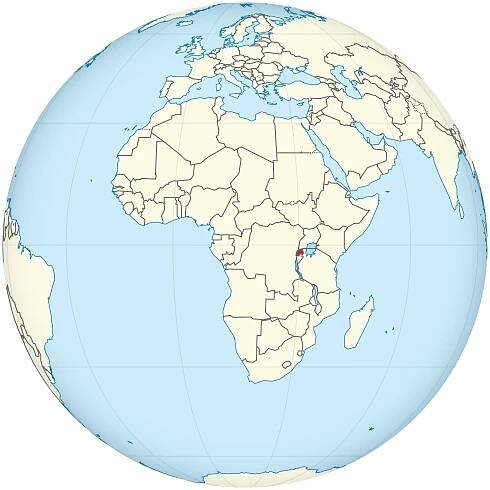 Rwanda on the globe